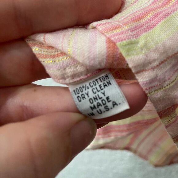 Jules Reid Striped cream Purple Flowy cap sleeve Tunic Blouse Womens Small - Picture 5 of 6